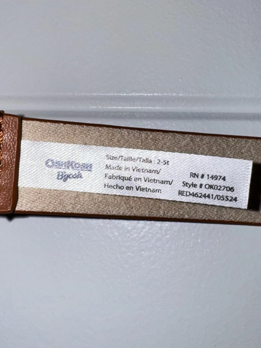 OshKosh B'gosh Girls Tan Belt with Gold Floral Loop Buckle